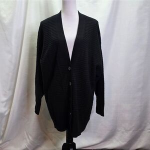 Express Black Ribbed Oversized Button Front Cardigan Size Medium